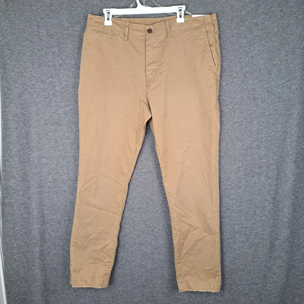 Mens American Eagle 38x31 Slim Lived-In Khakis Pants Flex Beige Brown NWT
